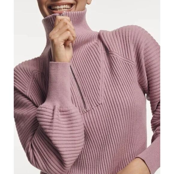 Anthropologie Varley Reid Half-Zip Knit Pullover in Smokey Grape Size Small - Picture 4 of 10